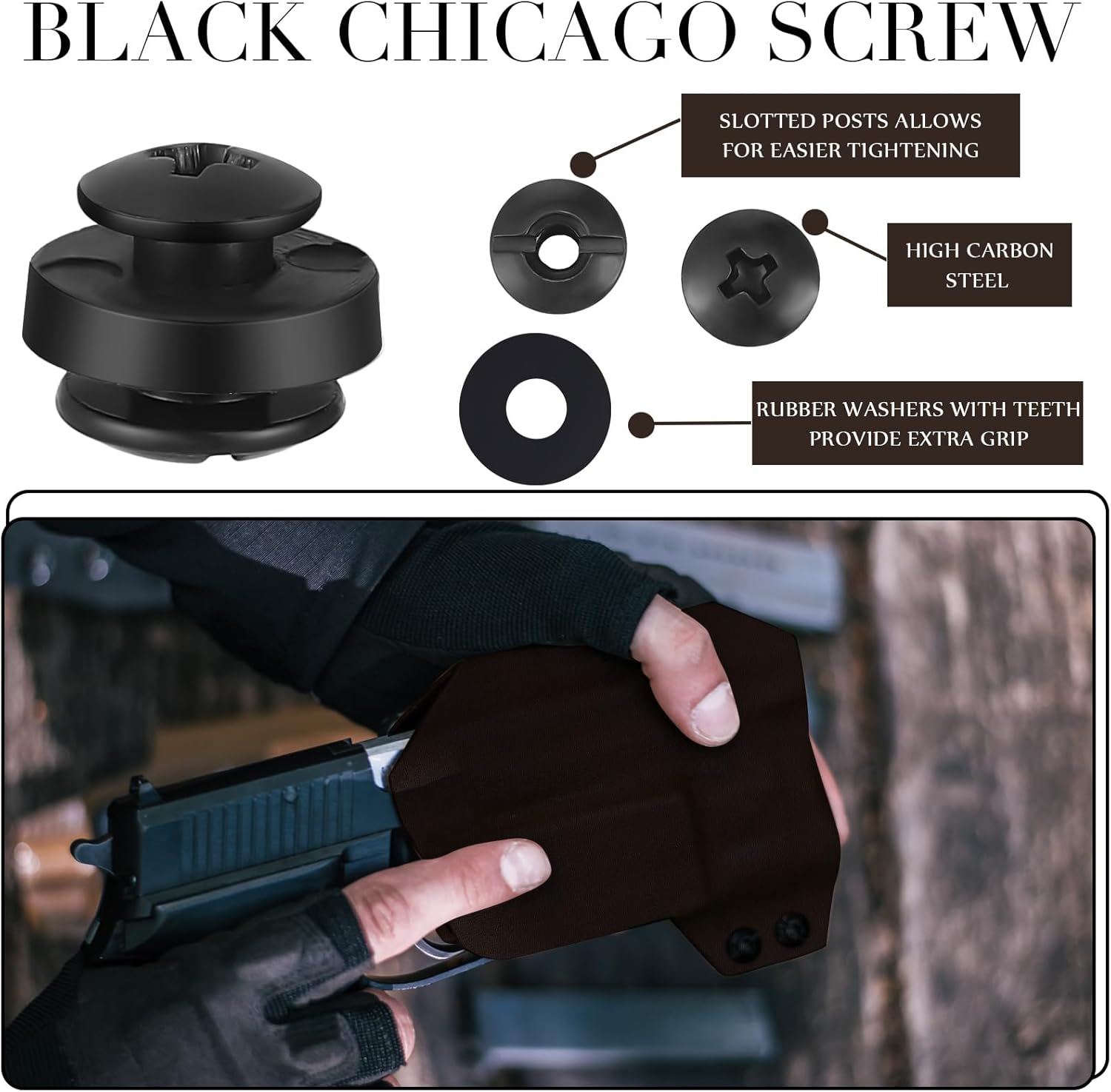 145 Pcs DIY Holster Kit Include Eyelet Hand Setter & Eyelet Combo Thermoform Sheet Cross Recessed Screw Head Open Slotted Fastener Rubber Washer for Making Knife Sheath Keel