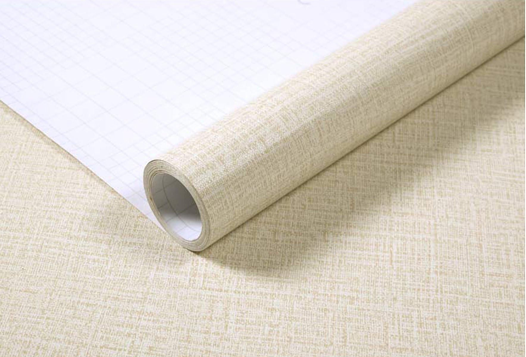 WolTop Neutral Wood Grain Look Embossed PVC Wall Sticker Wallpaper (60 cm x 300 cm, Beige)