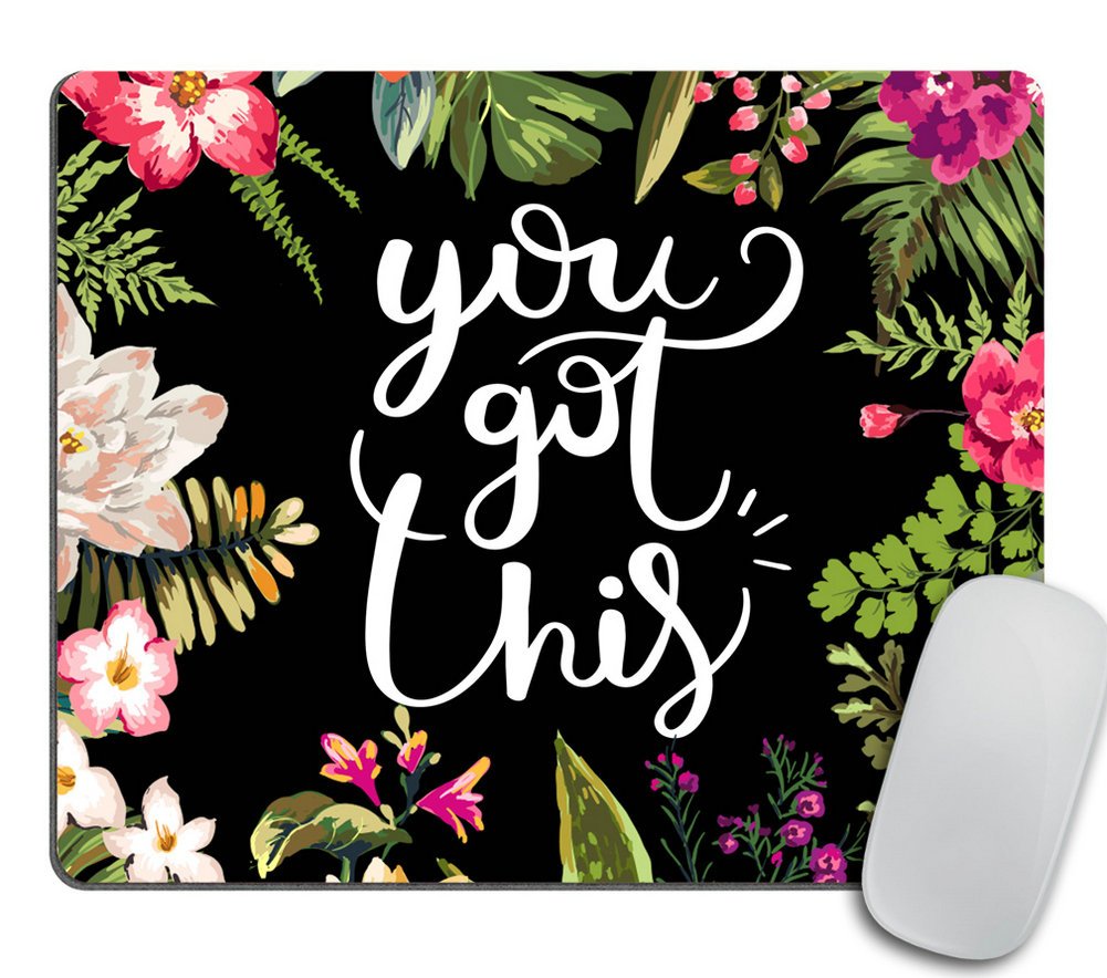Floral Mouse Pad Motiavation Quote You Got This Neoprene Inspirational Quote Mousepad Office Space Decor Home Office Computer