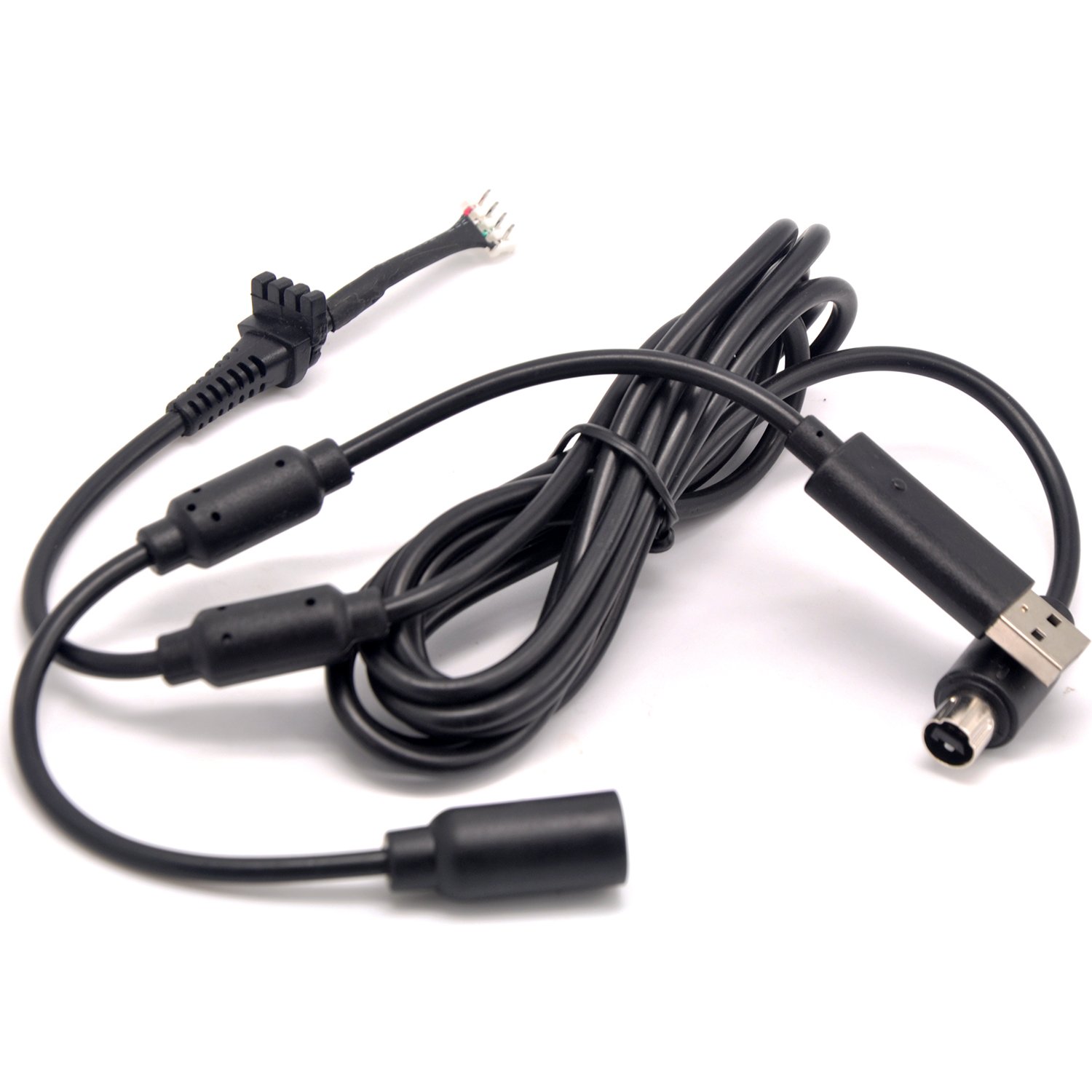 4-Pin USB Line Cord Cable Replacement Cable with Breakaway Adapter Compatible for Microsoft Xbox 360 Wired Controller Black