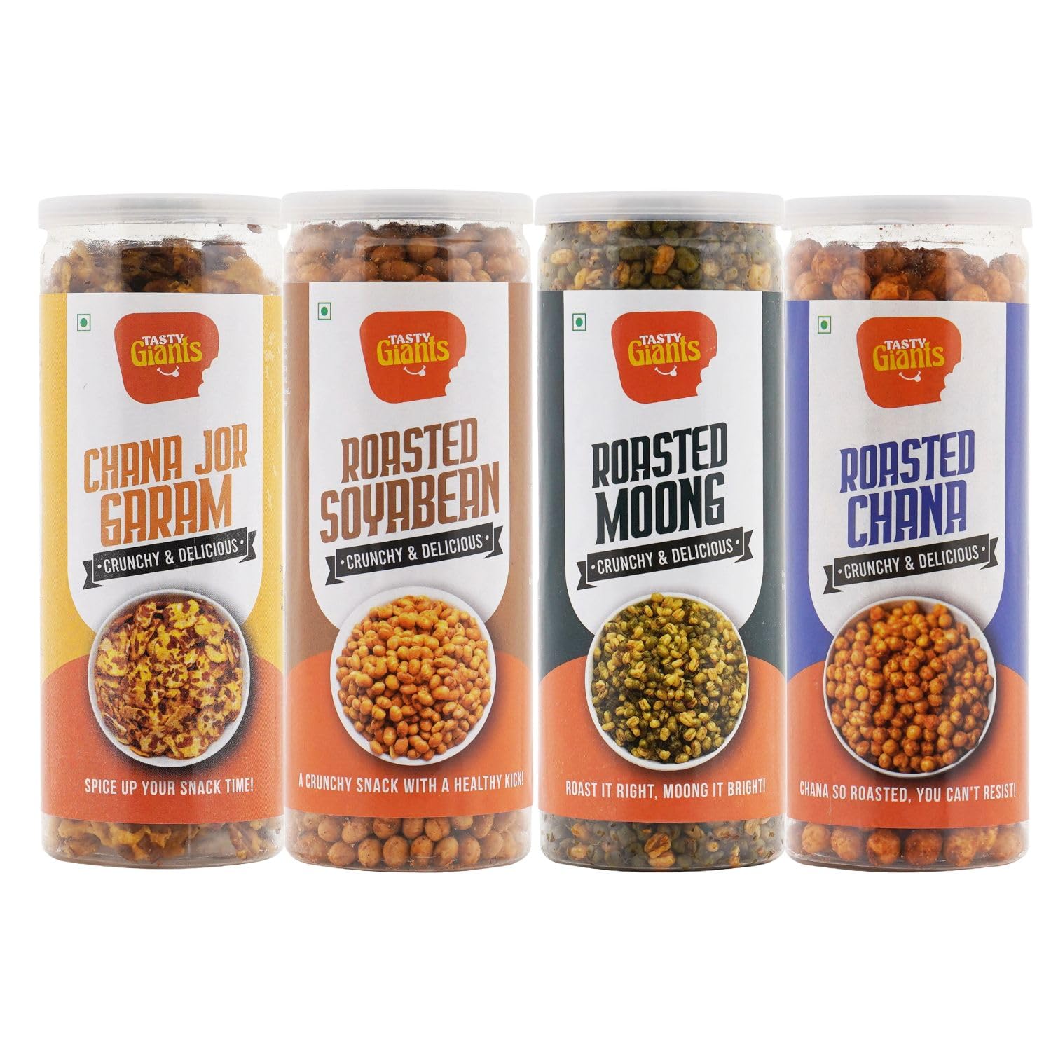 Tasty Giants Roasted Soyabean, Chana, Moong, & Chana Jor Garam | Combo Pack of 4 | Healthy Snacks | Diet Snacks | Gluten-Free Snacks | Oil Free Snacks | Roasted Namkeen | Masala Snacks (B093KKKDR6) Amazon Price History, Amazon Price Tracker