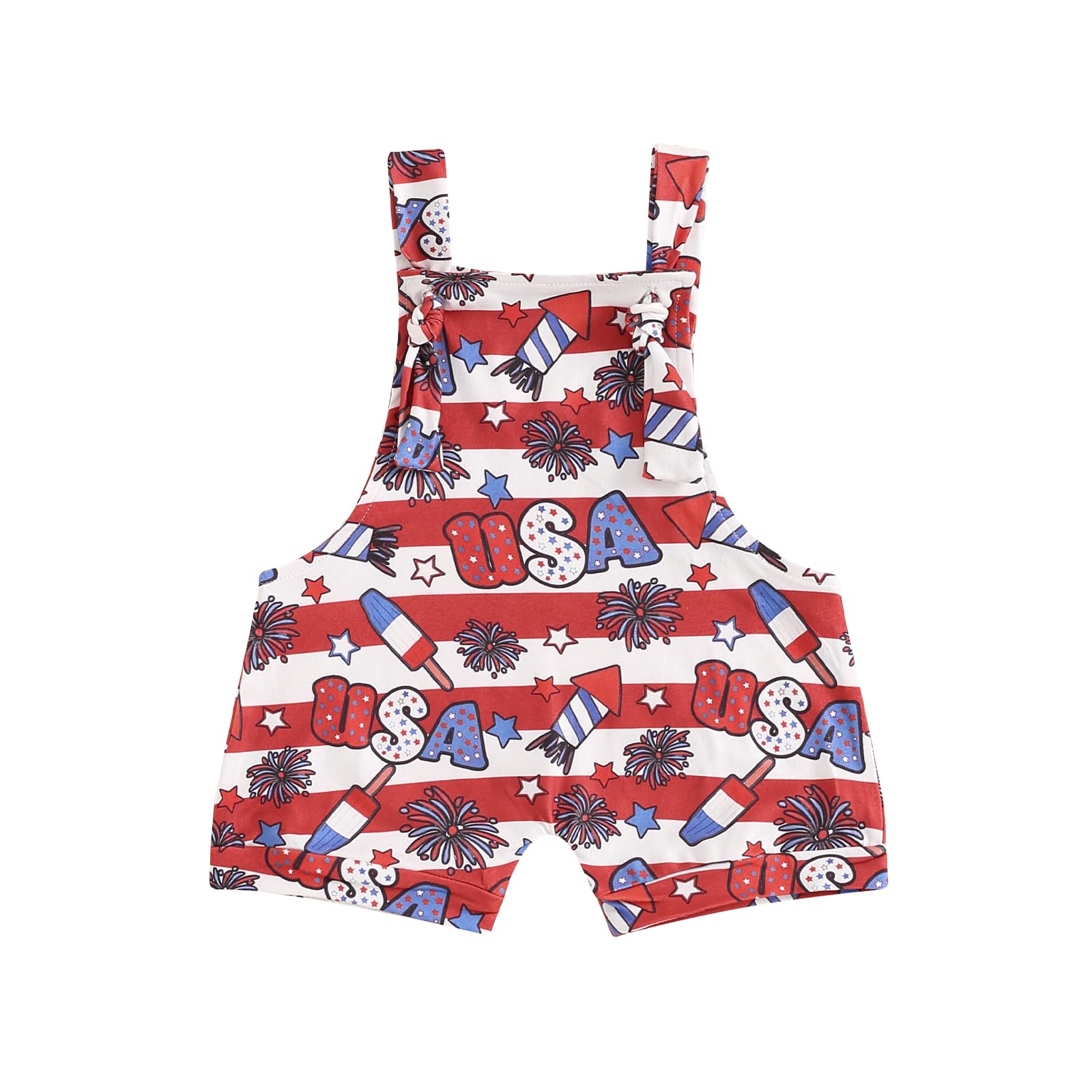 Dcohmch Toddler Girls Overalls Flower Print Sleeveless Straps Buttons Pockets Shortall Summer Romper Jumpsuit (Red, 0-3 Months)