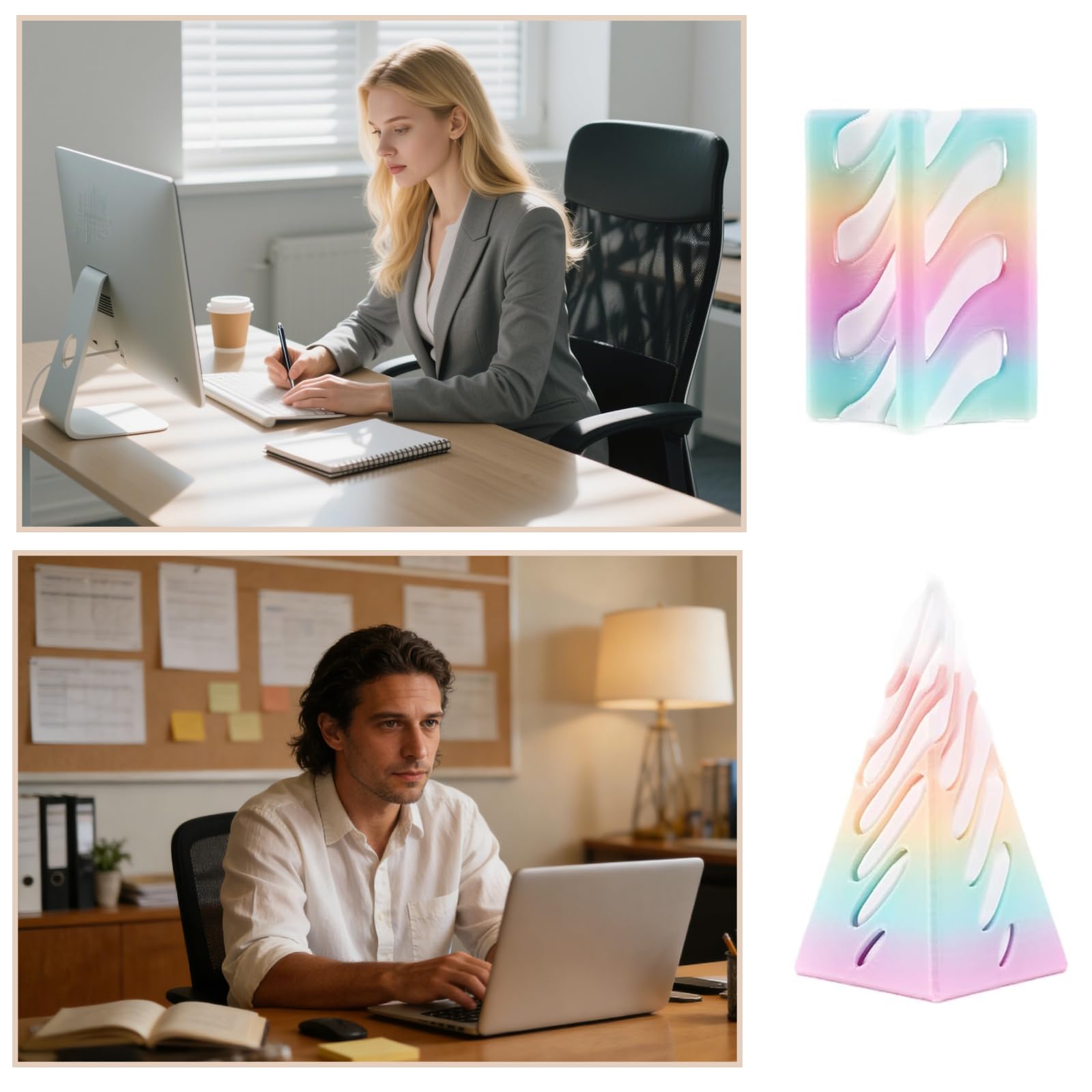 6 PCS Spiral Cone Fidget Toy Set, 3D Printed Fidget Toys 3D Printed Stress Relief Desk Decorations - Image 4