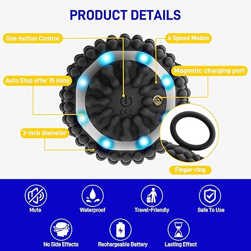 Miniatura 5 de Pelota de terapia de vibración física para reducir los temblores en las manos (Parkinson) y alivio del estrés, bola de masaje vibratoria recargable