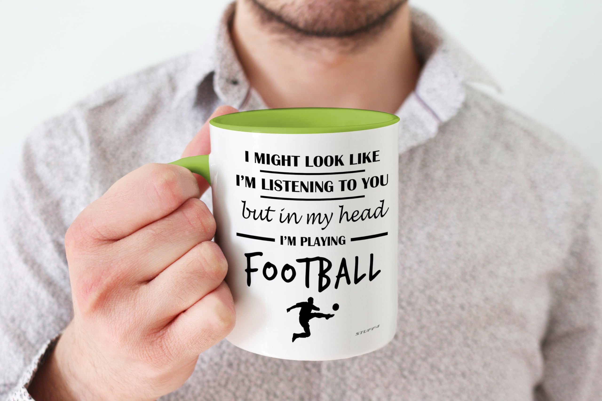 Stuff4 Football Gifts, in My Head I'm Playing Football Mug, Funny Gift for Footy Players Footie Lover Presents - Image 4