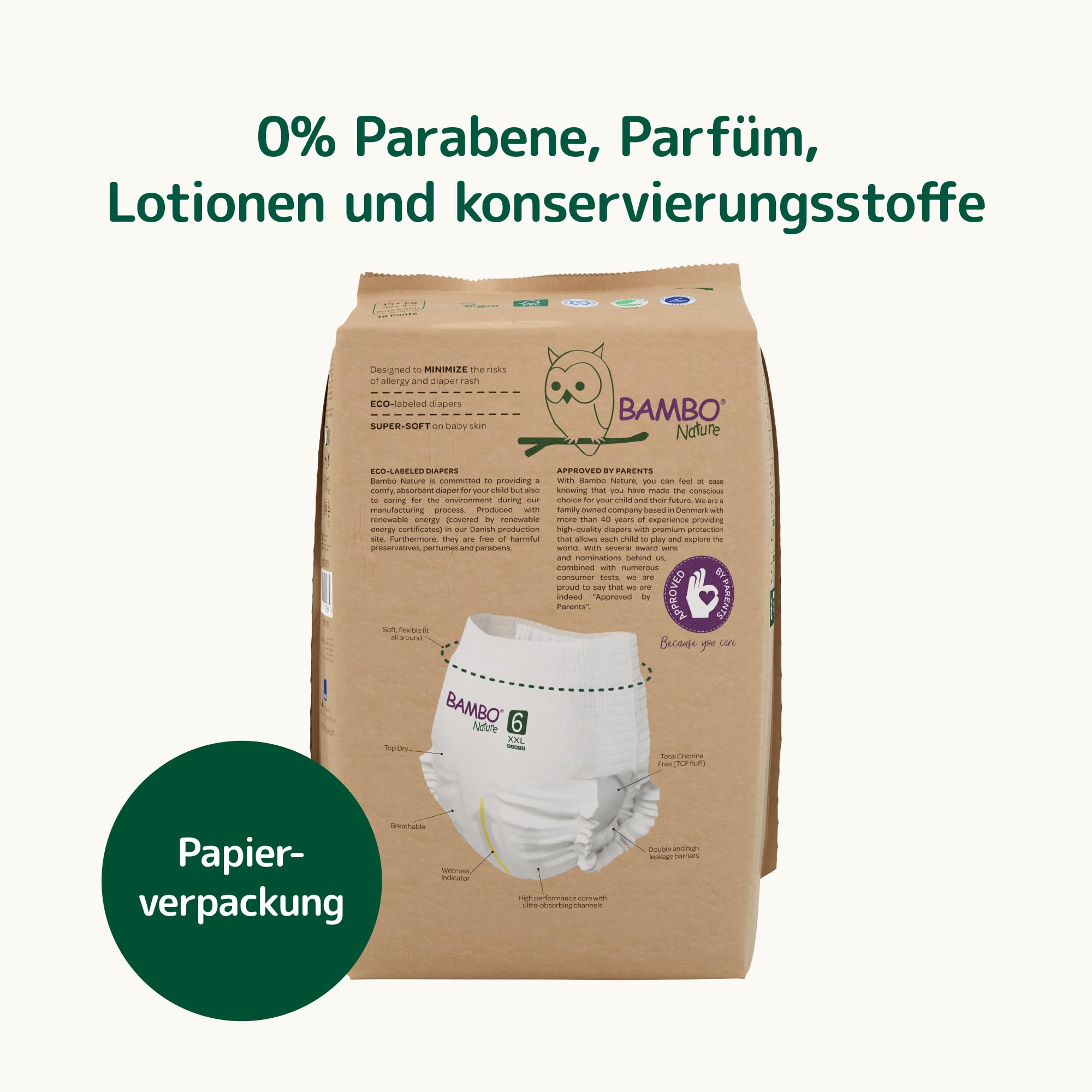 Bambo Nature Premium-Trainingshosen, Größe 6 (15 + kg), XXL, 90 Stück, Klimmzüge, Eco-Labelled Potty Training Windelhose, sicher, bequem, diskret für aktiven Tag und bequemen Schlaf | Windelhöschen, Verbesserte Auslaufsicherheit, Ultimativer Komfort & Fre
