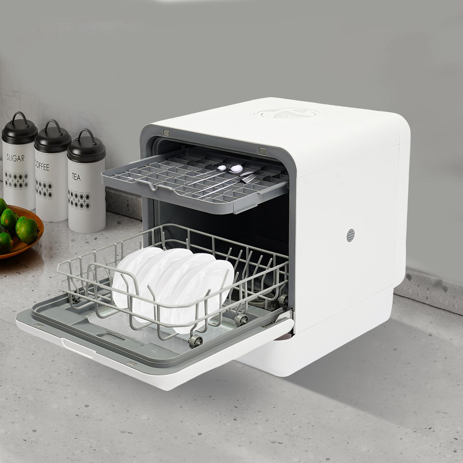 Mini lave-vaisselle de table, avec consommation d'eau de 6 l, puissance de 1100 W, pour les familles de 4 à 6 personnes, pour cuisines dans un petit espace