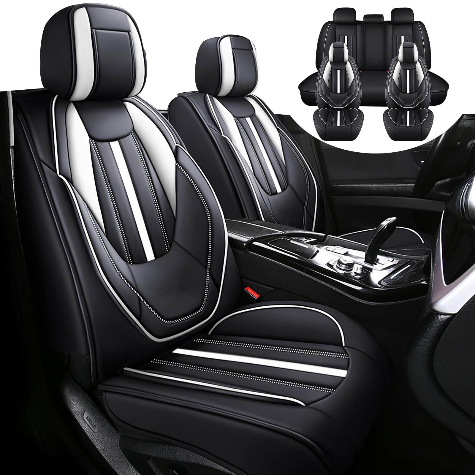 Car Seat Covers for Chevy Spark 2013-2022 Premium Nappa Leather Automotive Seat Covers Full Set Waterproof Auto Seat