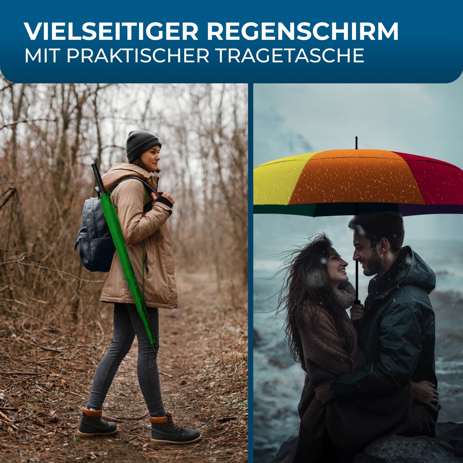 STYNGARD XXL Regenschirm Groß Sturmfest [Ø 130/140 cm] - Golfschirm mit Doppelbespannung für maximalen Wind- und Regenschutz Modell - Regenschirm für 2 Personen - BELFAST