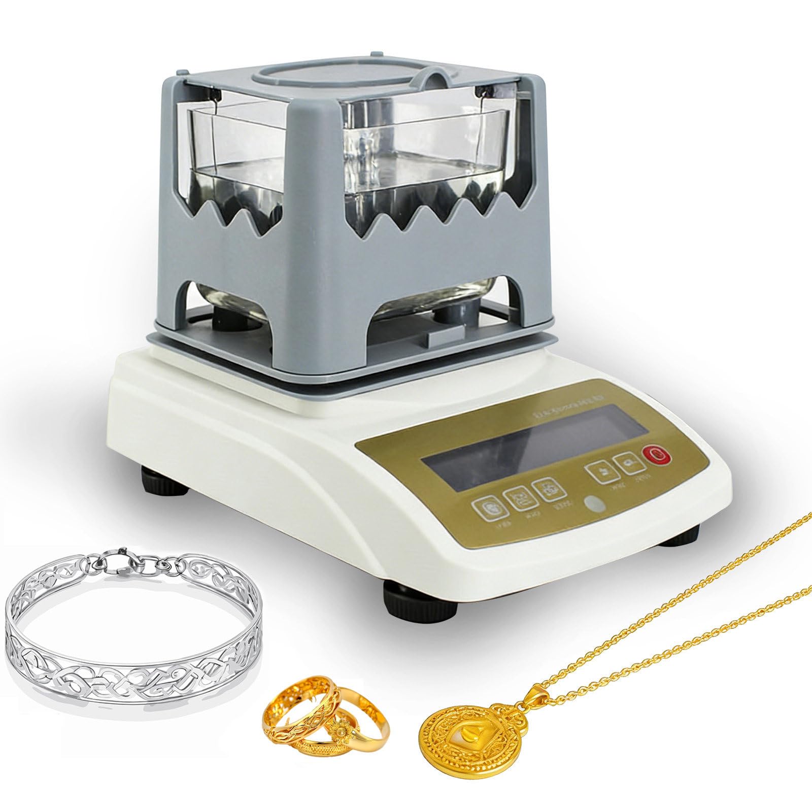 Digitaler Elektronischer Goldreinheitstester,Zum Prüfen von Gold, Silber, Weißgold und Platin, Edelmetall-Pfandrückgewinnungs-Analysegerät,Auflösung 0.001g/cm³ 600g