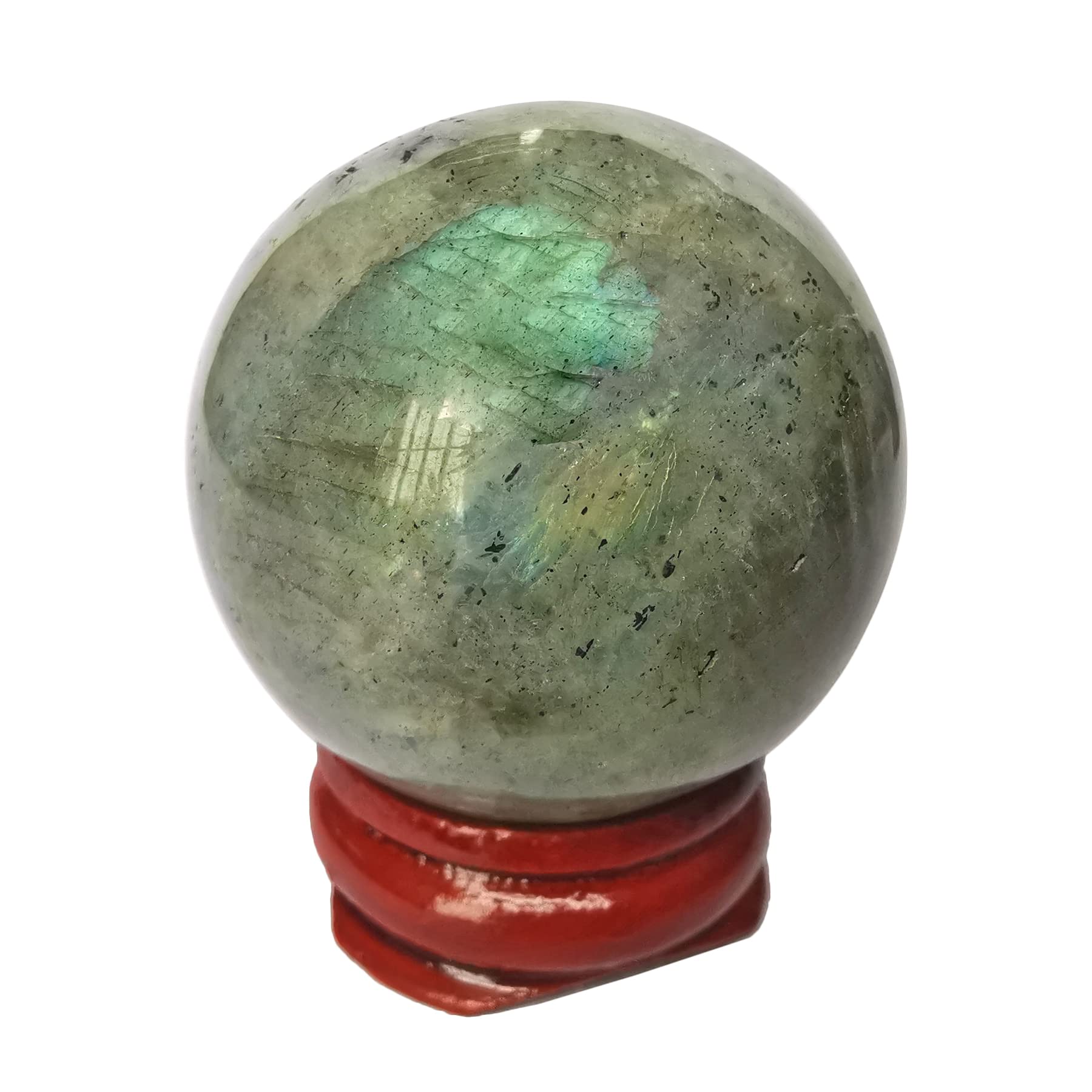 Sfera di cristallo di guarigione per divinazione, sfera di 40 mm, scultura per la casa, palle di Fengshui con supporto in legno, Pietra di luna