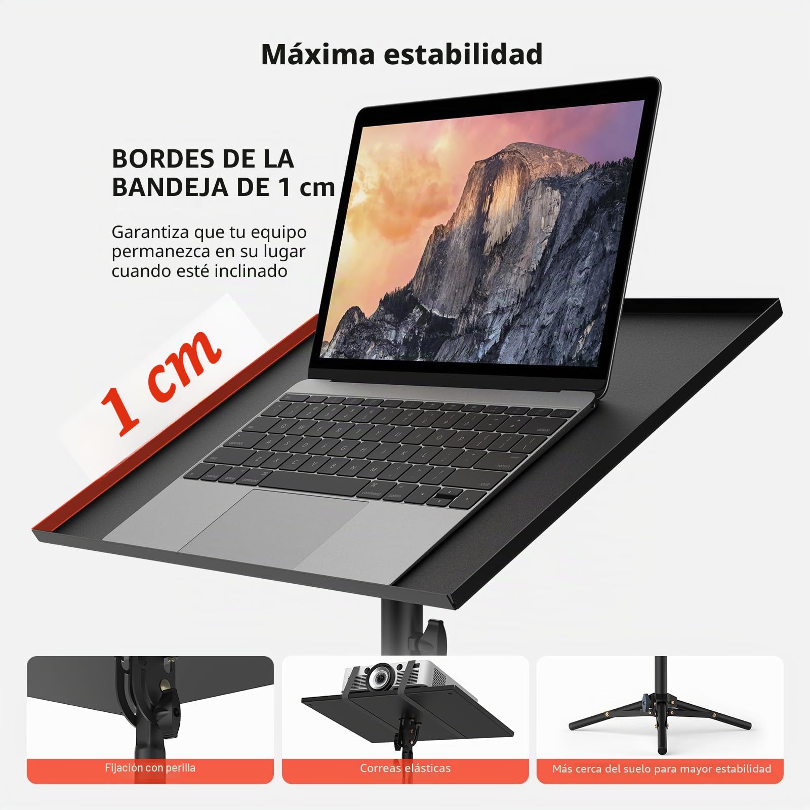 Soporte Proyector: Laptop Tripode Ajustable en Altura (60-115 cm), Base Estable para Proyector Portátil con Placa Plegable, Capacidad de Peso 10KG, Ideal para Cine en Casa, DJ, Aula y Oficina