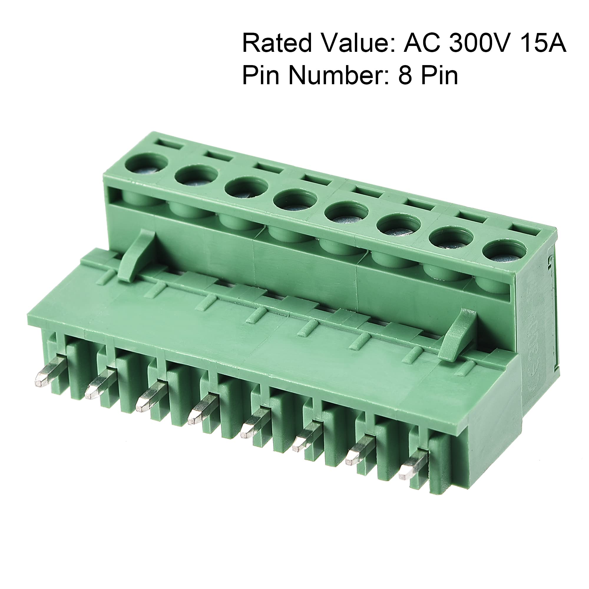 Connettore A Vite PCB 8 Pin Passo 5mm – Maschio/Femmina Per Montaggio Su Scheda, Verde