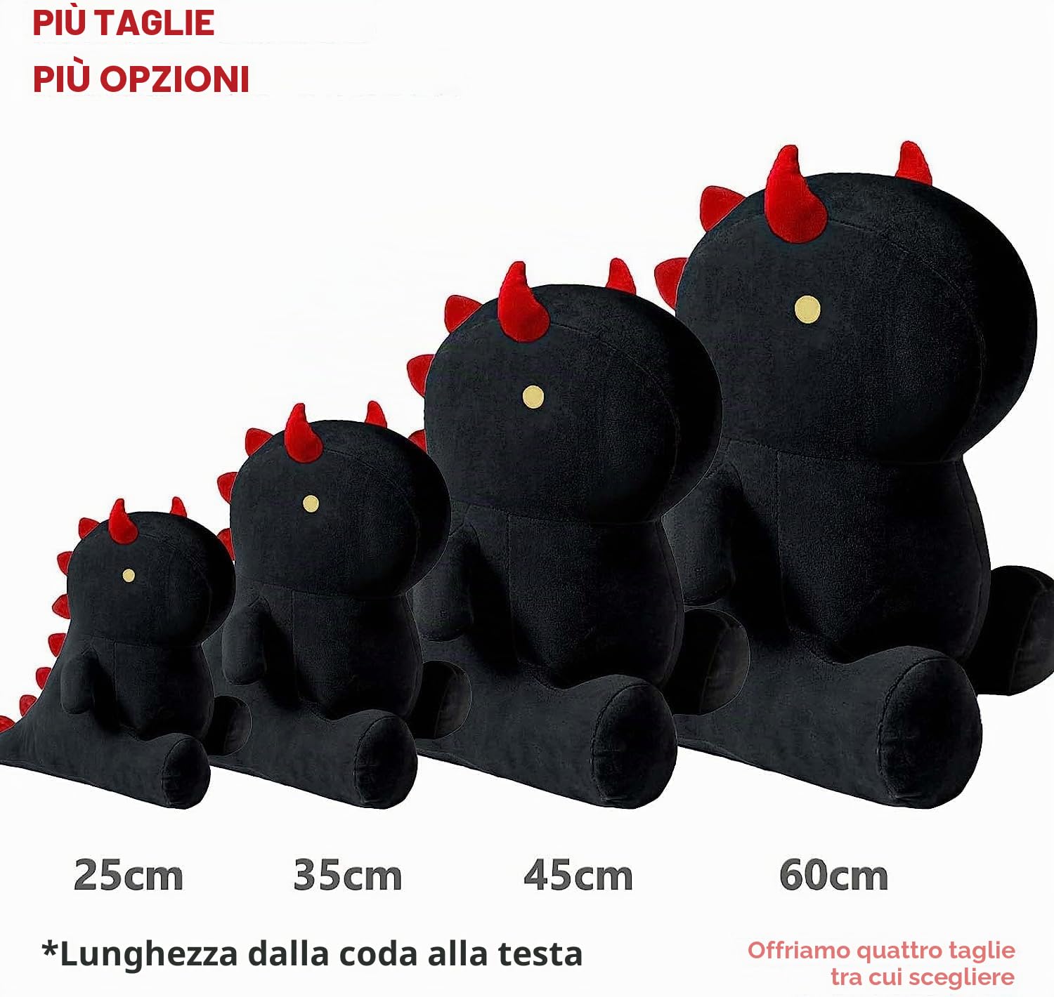 shownicer Peluche Dinosauro, Kawaii Dino Giocattolo Morbido, Animali di Peluche, Bambola di Peluche Cuscino, Regalo per Bambini Ragazza 3+ Anni (Nero, 45cm)