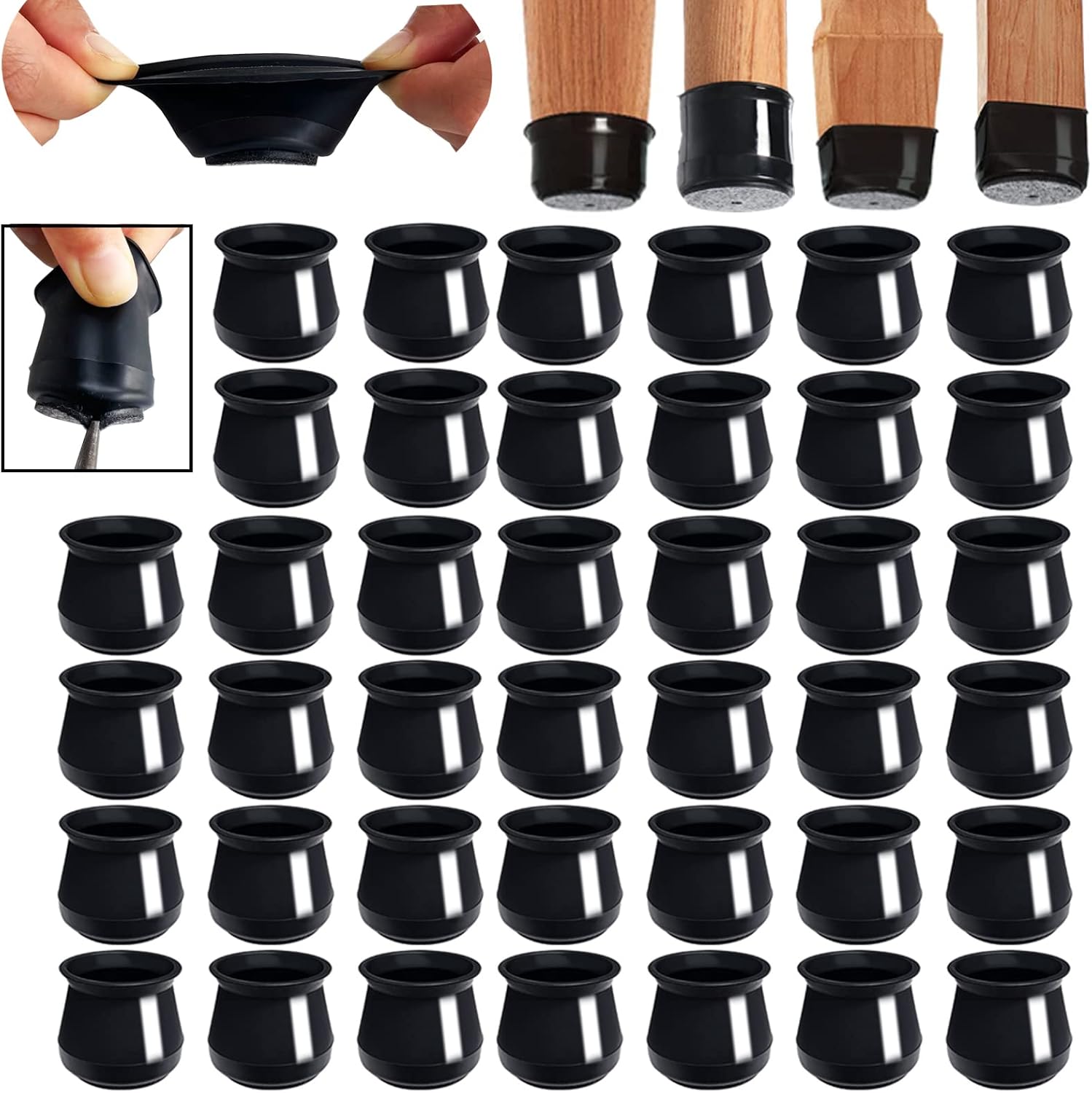 40pcs Chair Leg Floor Protectors, Table Chair Leg Protectors for