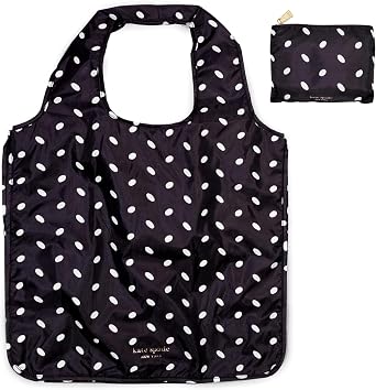 Kate Spade New York Reusable Produce Bags, Shopping Tote with Zipper Storage Pouch, Lightweight Foldable Grocery Bag
