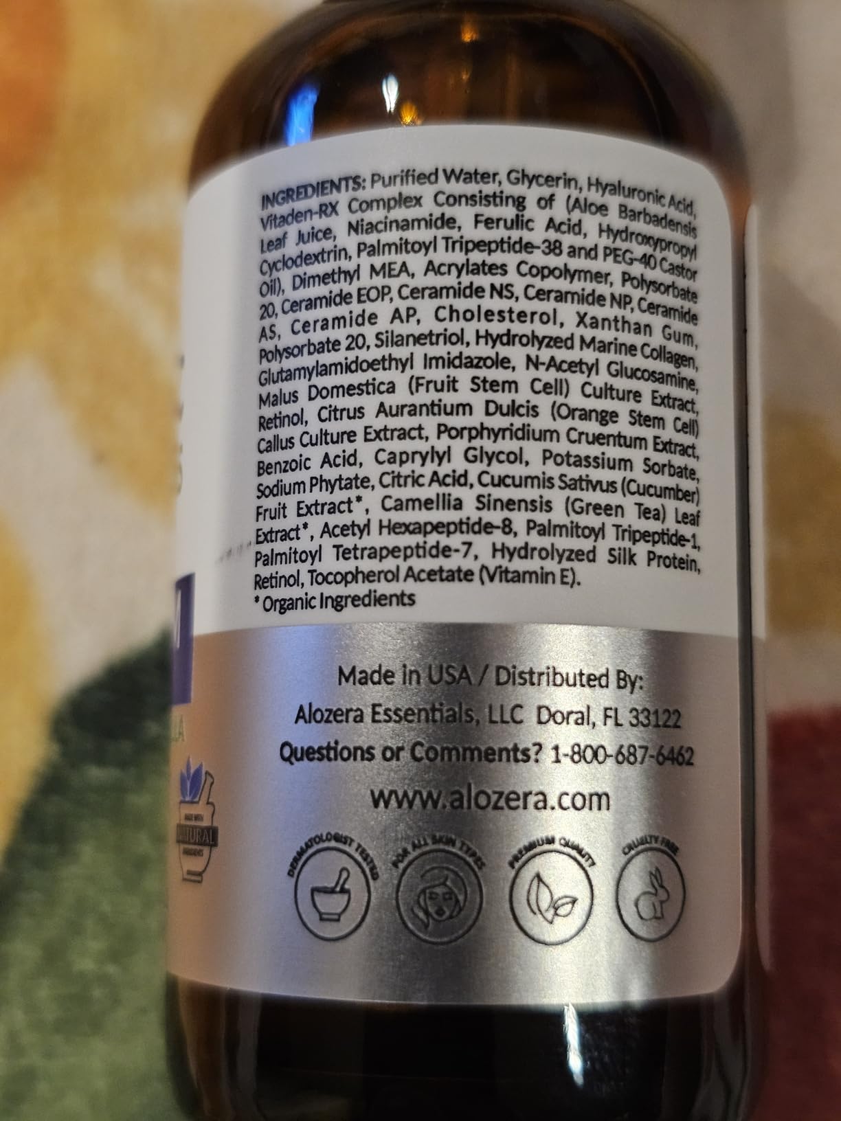 Alozera Hyaluronic Acid Serum for Face with Stem Cells, Deep Hydrating & Plumping Facial Serum for Dry Skin, Helps Improve Smoothness & Elasticity, Anti-Aging Moisturizing Serum for Day & Night