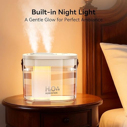 Miniatura 7 de DIGIX Humidificador portátil recargable, pantalla inteligente, luz nocturna, fácil de limpiar, humidificadores pequeños de 1.4 L para dormitorio