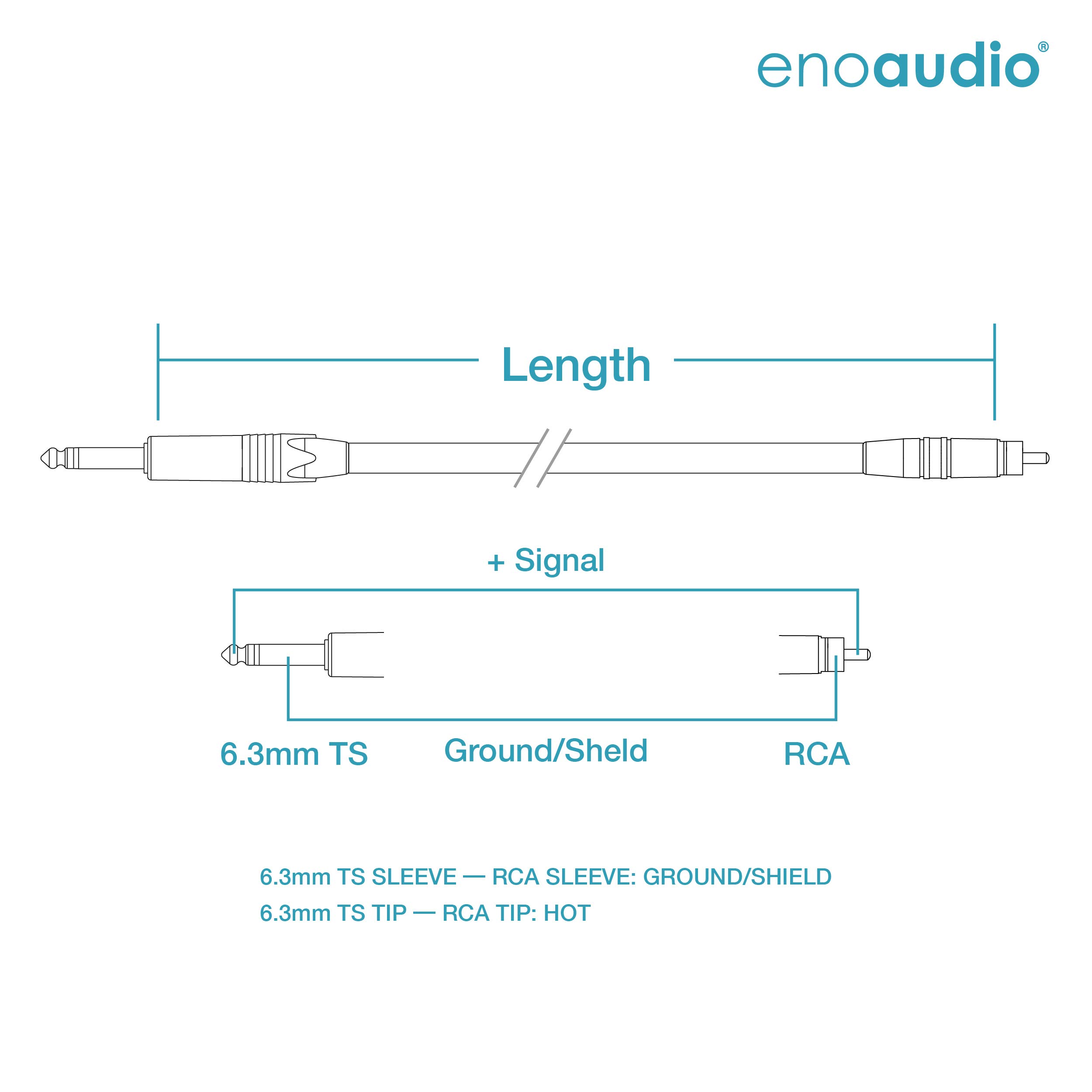 enoaudio Mogami 2534 Quad Stereo Paar (L,R) Audio Kabel | Neutrik Gold Cinch RCA - 6,3mm TS klinke | HiFi, 2,0 m