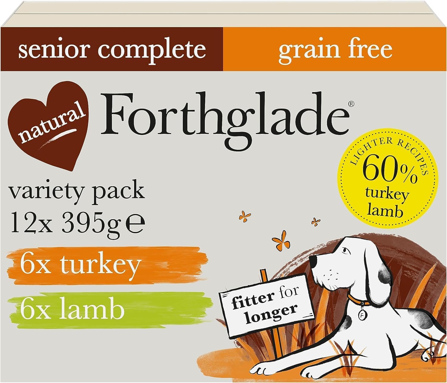 – Wet Dog Food Variety Pack (12 x 395g Trays) - Senior 7 Years+, Grain Free & Hypoallergenic Dog Food, Turkey & Lamb with Vegetables, Stomach Sensitive Meals with Natural Ingredients