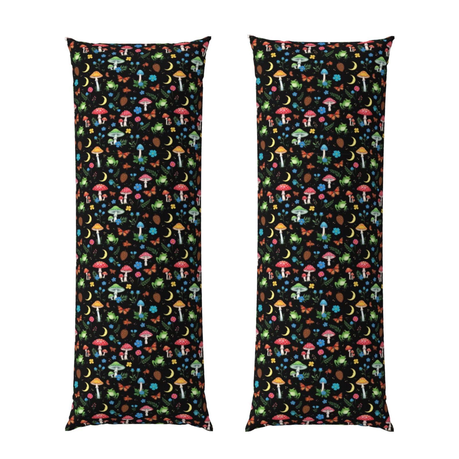 Body Pillow Protector Cover 20x60 Moon Frogs Trippy Mushroom Leaves, Soft Microfiber Pillowcase with Zipper, Wrinkle Shrinkage Resistant, for Bed Couch Sleeping