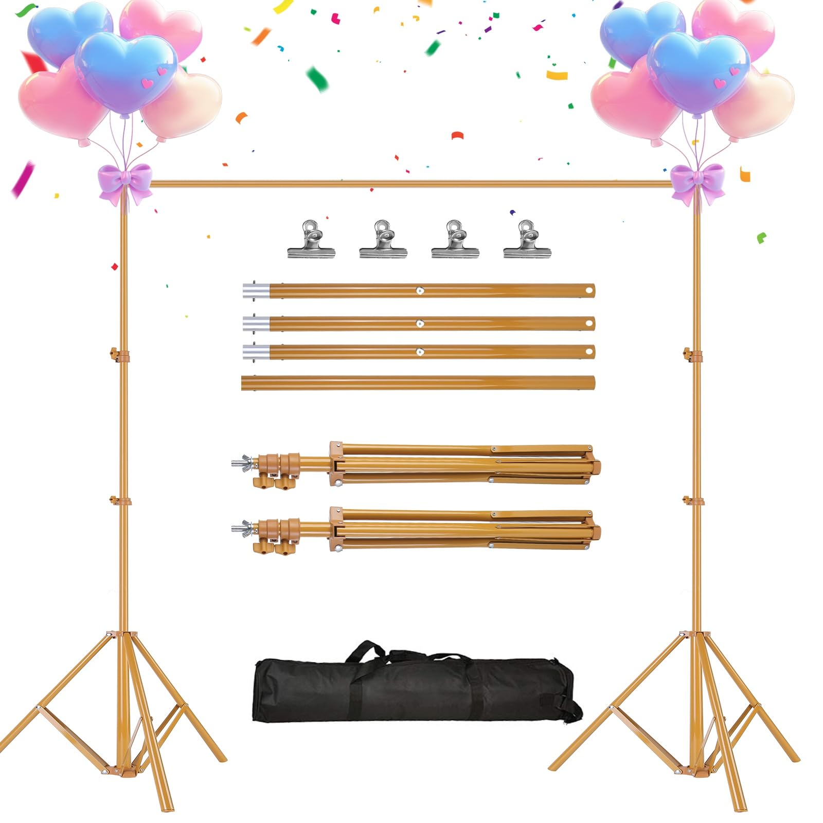 iMounTEK Backdrop Stand for Parties, Banner Stand Photographic Studio Photo Backgrounds 10ft Adjustable Photo Backdrop Stand Kits with a Carrying Bag