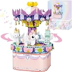Music Box Building Toys, Rotating Carousel DIY Building Block for Girls and Boys 6-12 Years Old, 874 pcs, STEM Construction Toy Birthday for Adults and Aged 8 9 10 11 12 Kids