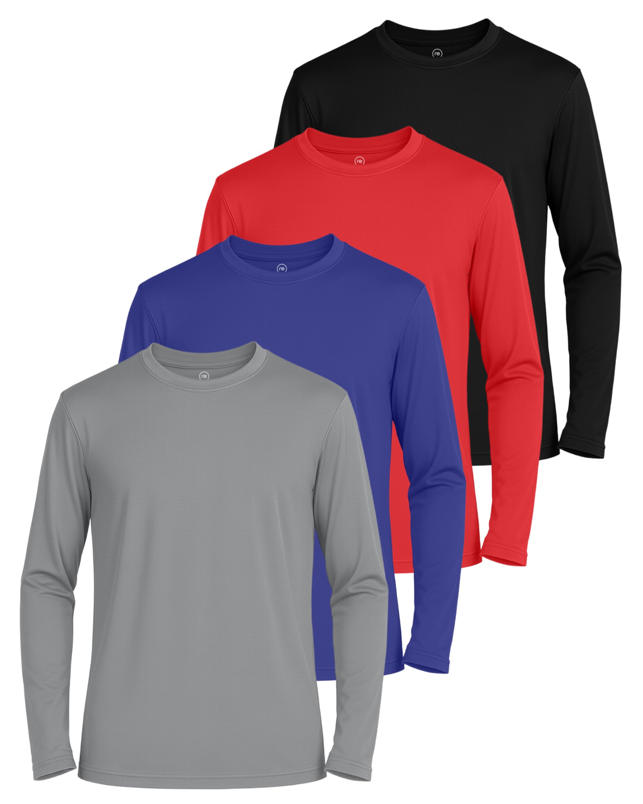 4 Pack Boys' Mesh Long Sleeve T Shirts Dry Fit Crew Neck Athletic Kids Teen