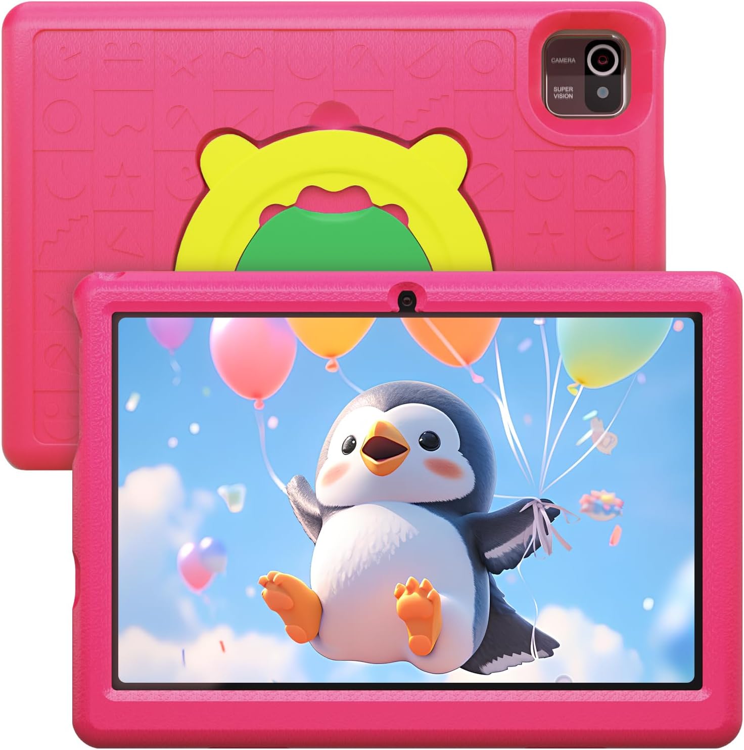 Lville Kids Tablet 10 Inch, Android 13 Kids Tablet 10.1″ Display 5000mAh 6GB+64GB Quad Core Processor Kidoz Pre Installed Parental Control Learning Tablet, Wi-Fi Bluetooth Kid-Proof Case, Pink