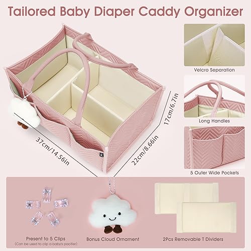 Miniatura 3 de Skycase Organizador grande de pañales, organizadores de bebé y almacenamiento para artículos esenciales para recién nacidos, cesta de almacenamiento