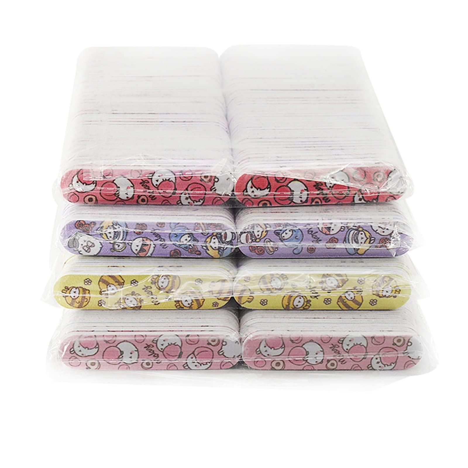 TRUSTTWO 100/200/300Pcs Levigatura Unghie Fille Carta Vetrata Forte di Spessore Cartone Stampato Mini Dritto Lima for Unghie Fit for Unghie Manicure Accessori The Mix-100pcs