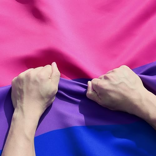 Anley Rip-Proof Double Sided 3-Ply Bi Pride Flag 3x5 Foot - Vivid Color, Canvas Header and Wrinkle Resistant - The Strongest, Longest Lasting Bisexual Rainbow LGBT Flags 3 X 5 Ft - Rip-Proof Fabric