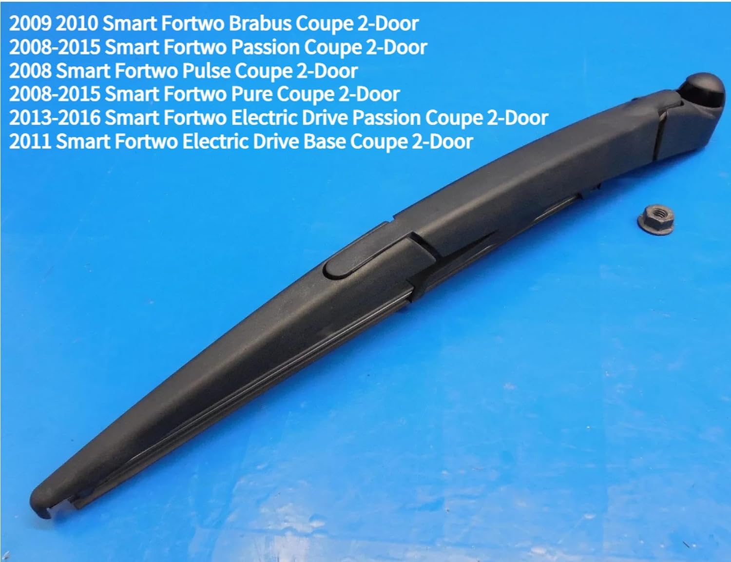 Rear Wiper Blade & Arm Replacement for Mercedes Benz Smart Fortwo W451 2008-2016 2015 2014 2013 2012 2011 2010 2009 - OEM Fit for Passion Brabus Pulse Pure Base Electric Drive Models - All-Season