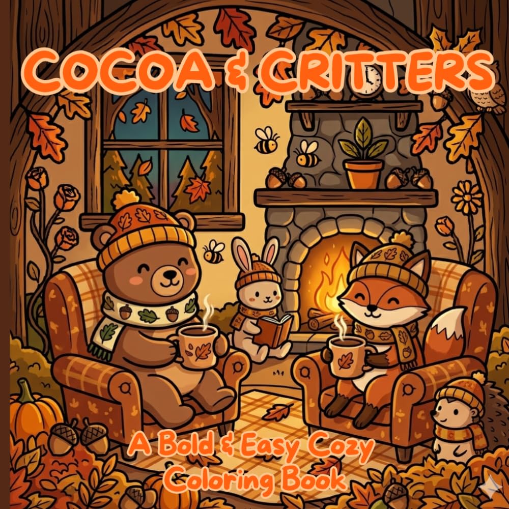 COCOA & CRITTERS: A Bold And Easy Cozy Coloring Book