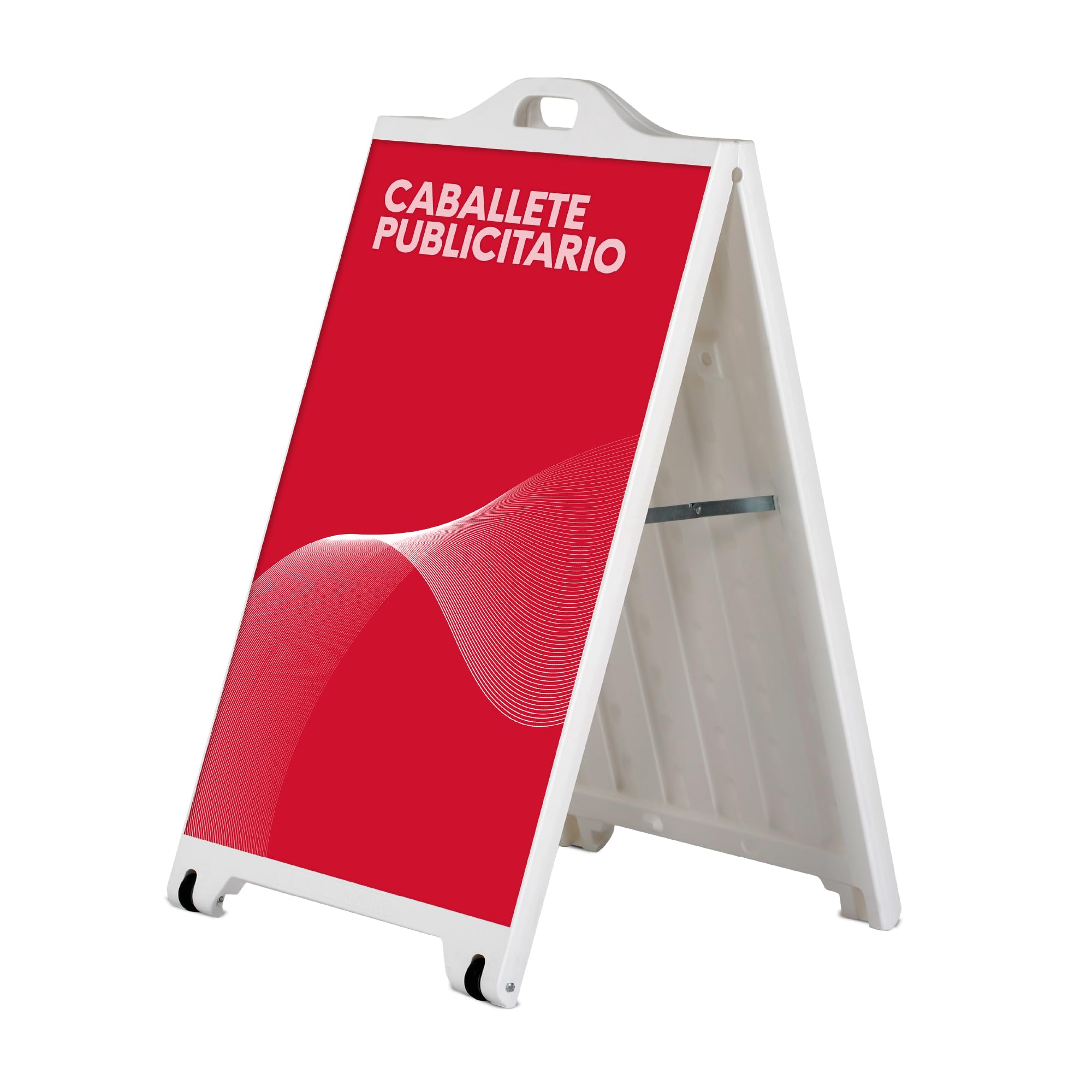 Caballete Publicitario de Acera, Soporte Plegable de Exterior con Asa y Ruedas, Expositor para Carteles y Anuncios en Hostelería y Comercios