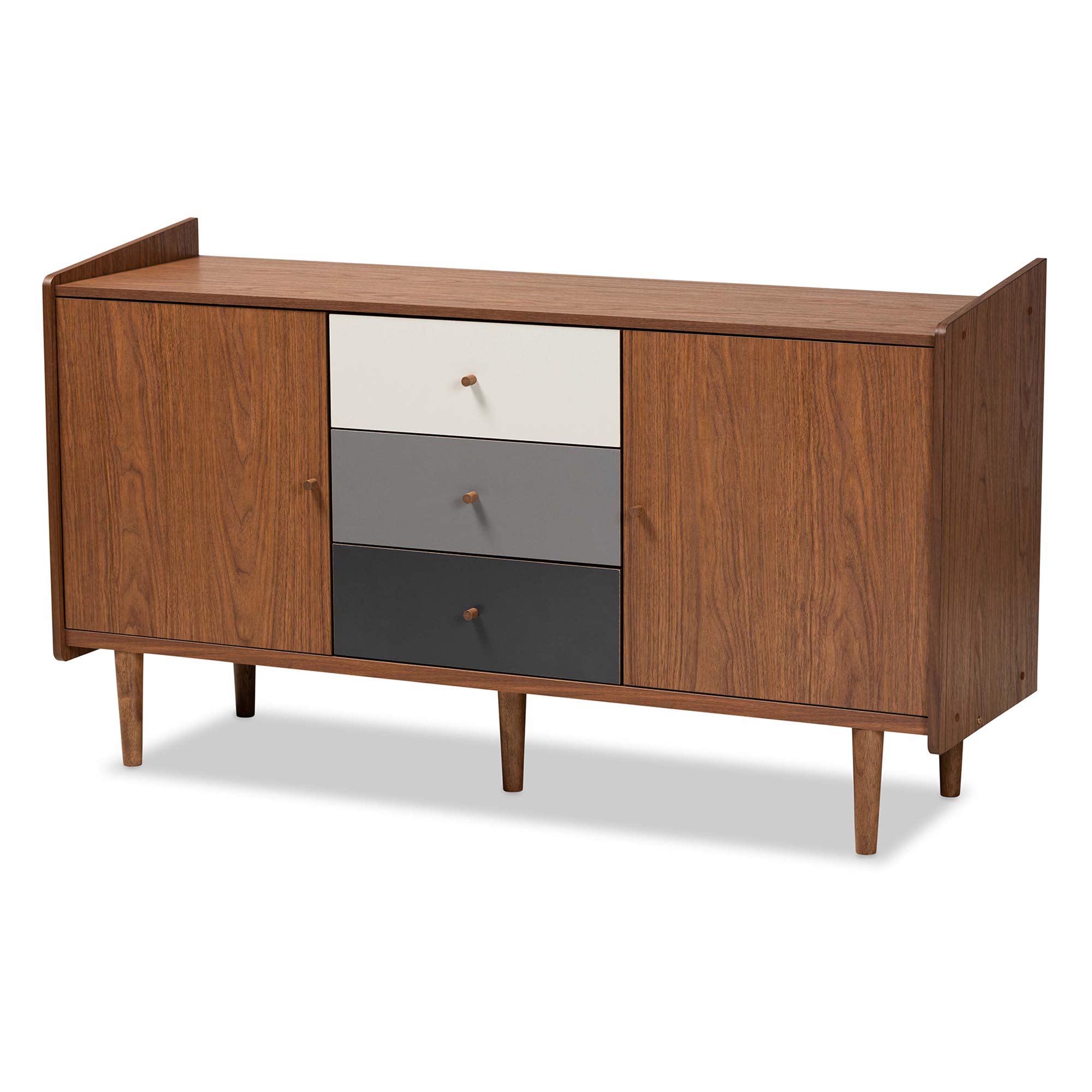 Baxton StudioHalden Mid-Century Modern Multicolor Walnut Brown and Grey Gradient Finished Wood 2-Door Dining Room Sideboard Buffet