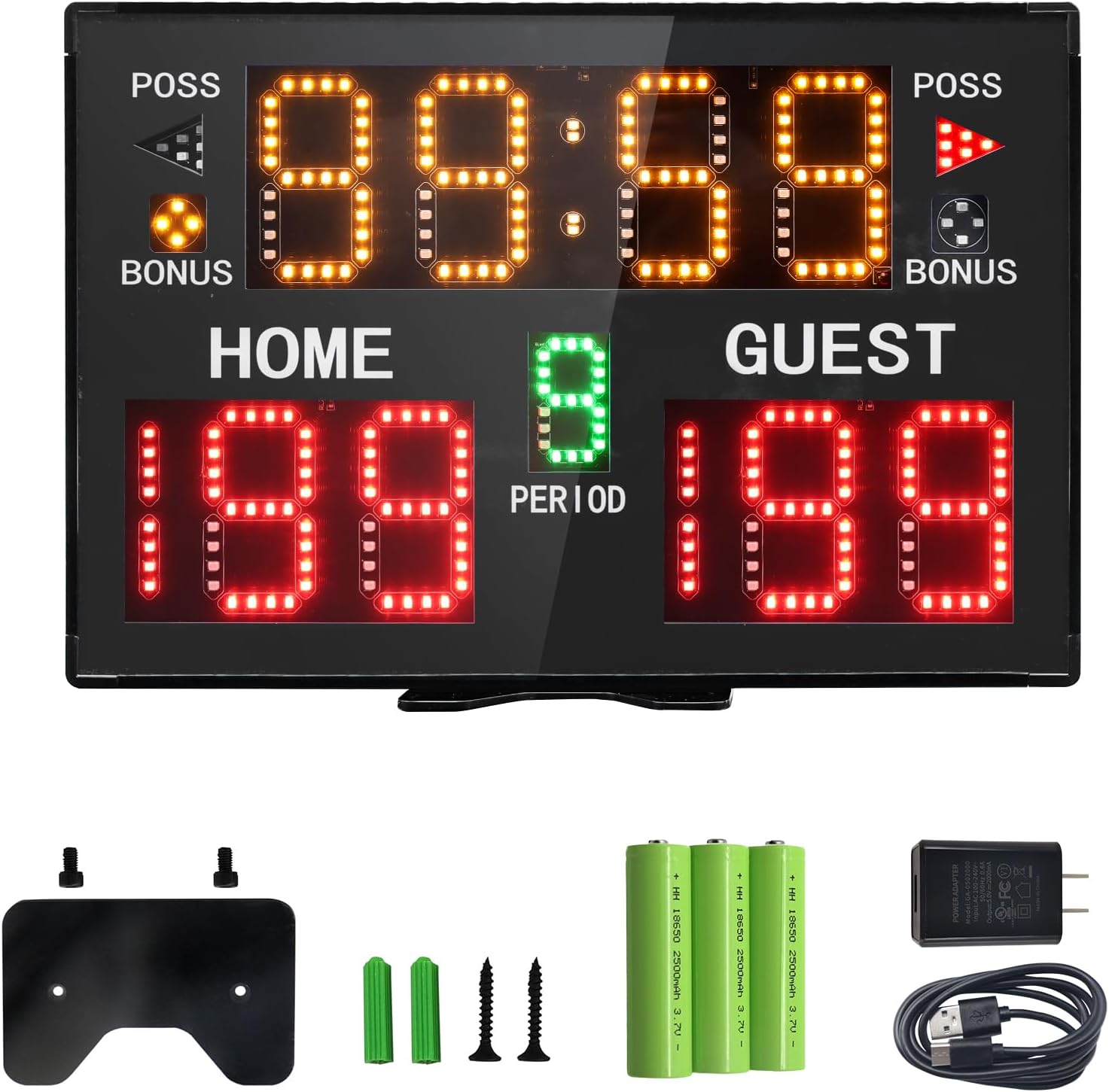 Basketball Digital Scoreboard with Remote,Battery Powered Portable Tabletop Electronic Scoreboard with 75dB Buzzer,Countdown Timer & Score for Games