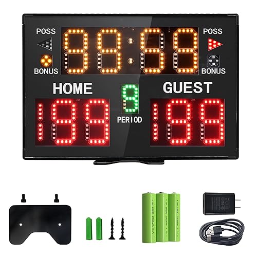 Basketball Digital Scoreboard with Remote,Battery Powered Portable Tabletop Electronic Scoreboard