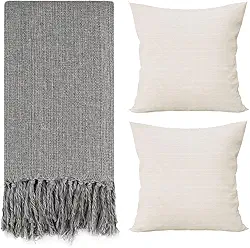 Manta Para Sofá Cinza 240x180 (1 Manta + 2 Capas Bege)