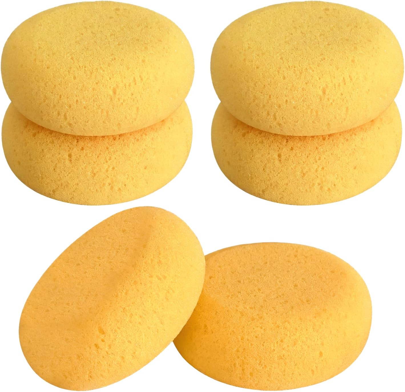 WAFJAMF 6 Pcs Pottery Sponges, 2.95 inch Yellow Round Craft Sponges