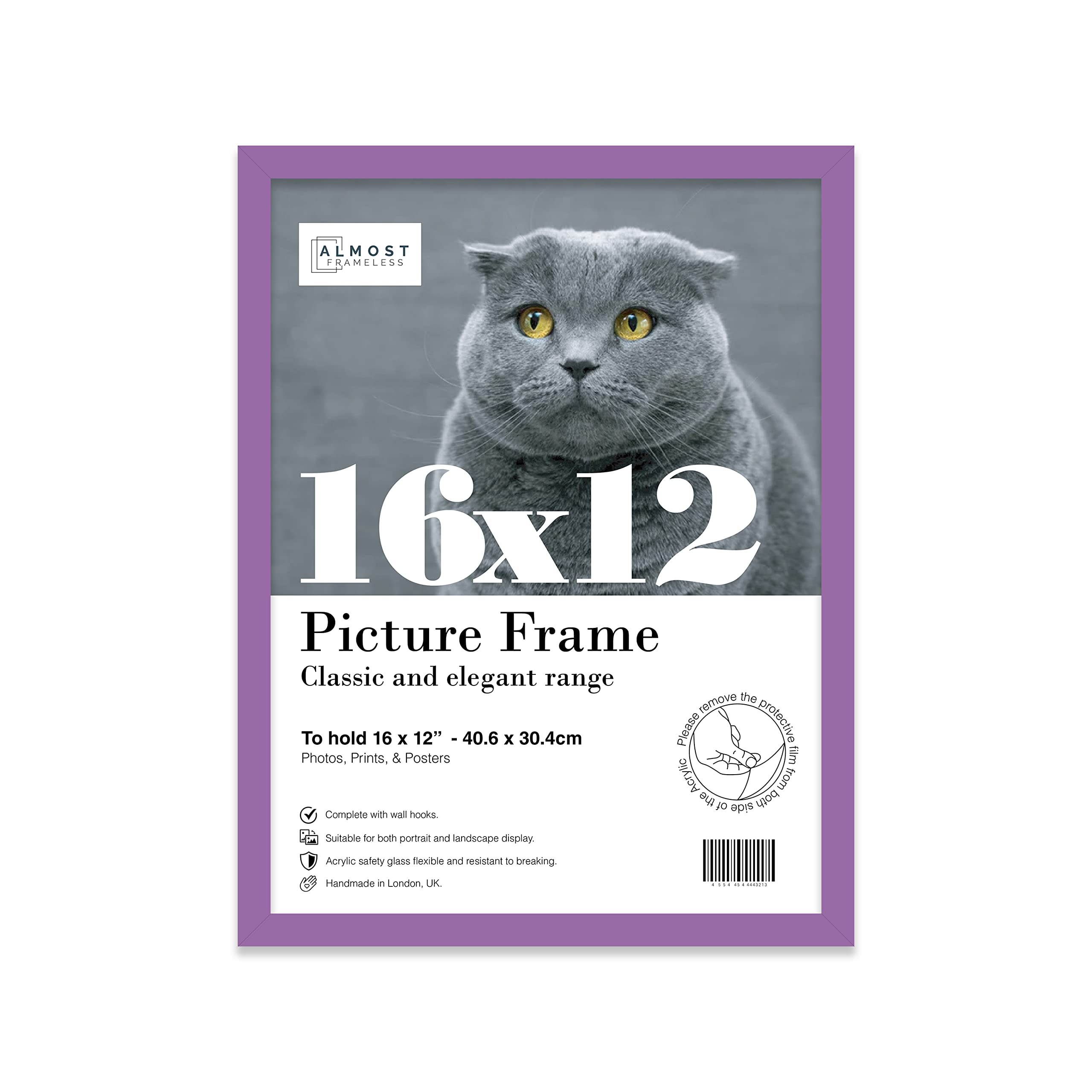 16x12 Inch Purple Photo Frame Wall Mountable Picture Frame Standard Photograph Size, 16" X 12" (41 X 31cm)
