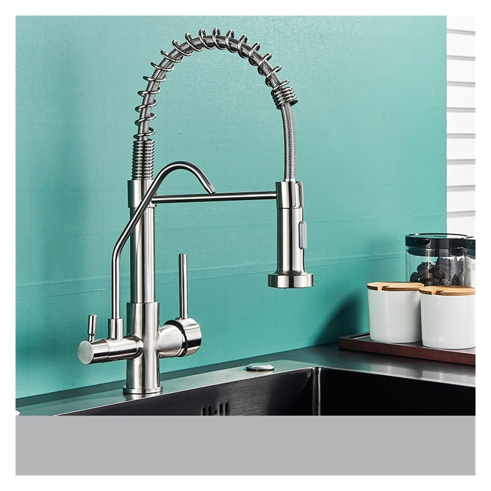 Matte Black Kitchen Filto Filto Filto Purificador Purificador de Grifo Dual Sprayer Agua de Agua Potable 360 ​​Purificación de rotación Mezrador (Tipo B-Cromo)