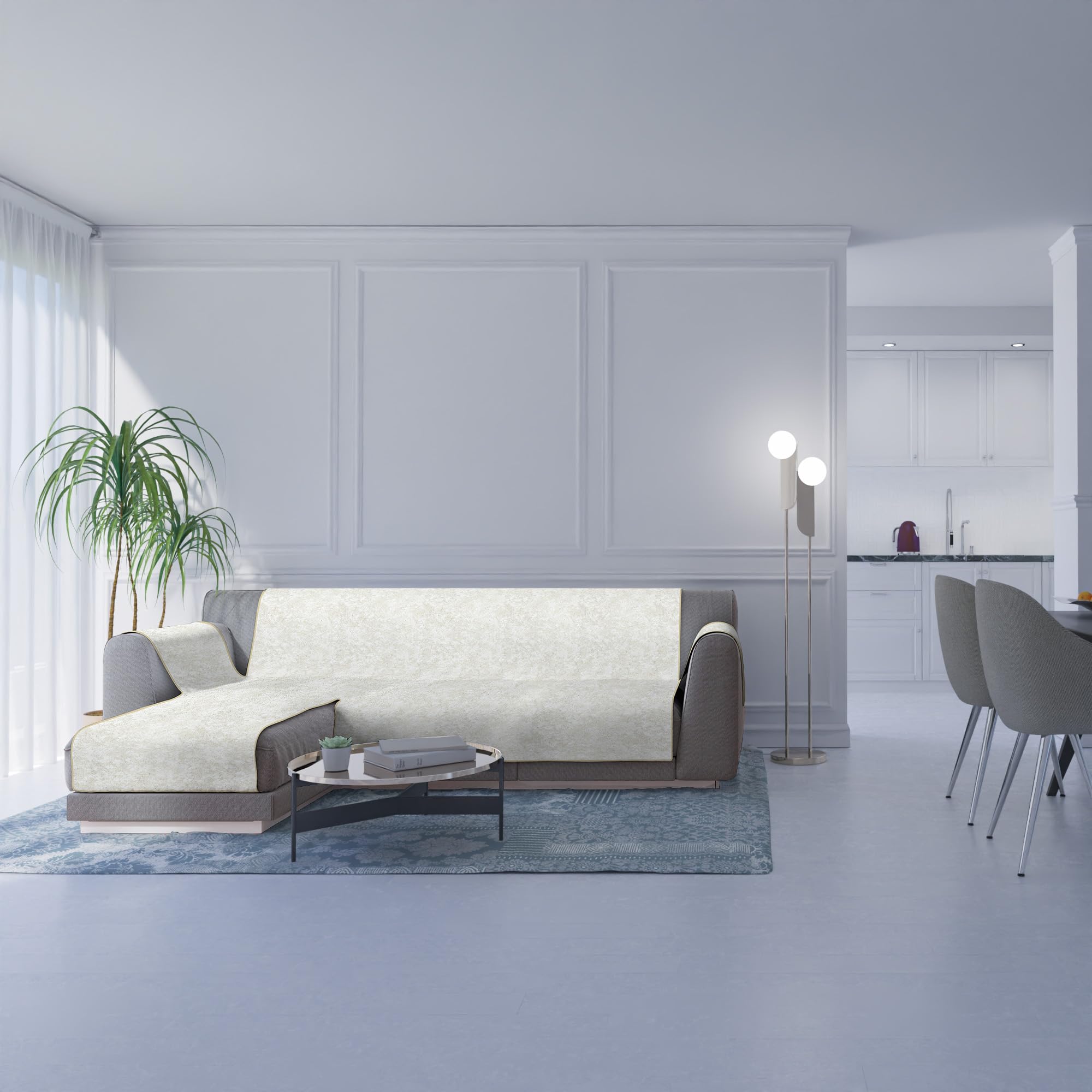 Housse de canapé antidérapante crème pour harmoniser le salon familial