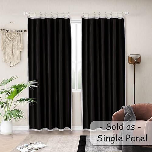 Miniatura 2 de Melodieux Forro de cortina 100% opaco con aislamiento térmico para cortinas de 84 pulgadas de largo, blanco hueso/negro, 50 x 80 pulgadas, 1 panel
