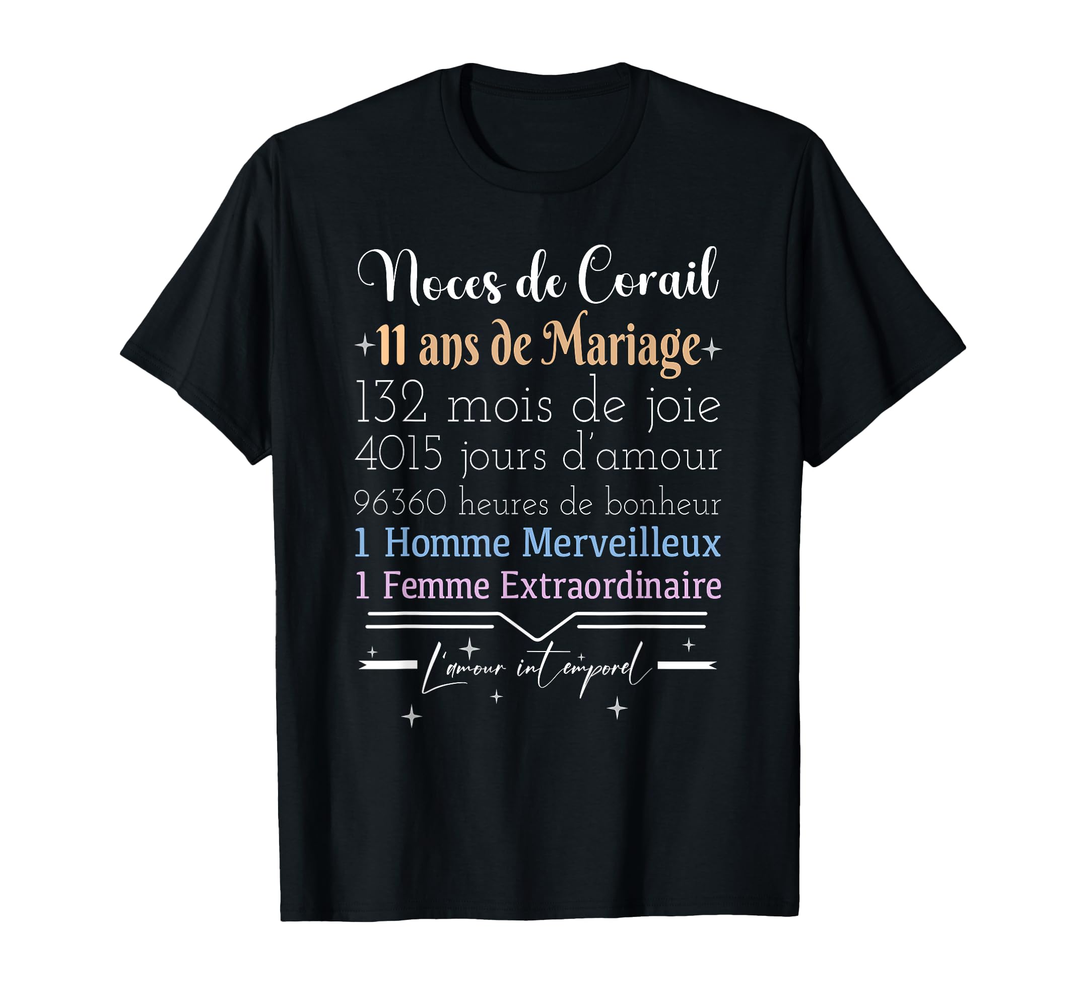 Débardeur Cadeau 11 Ans De Mariage – Message Personnalisé « Noce De Corail » – Pour Homme Ou Femme - 9