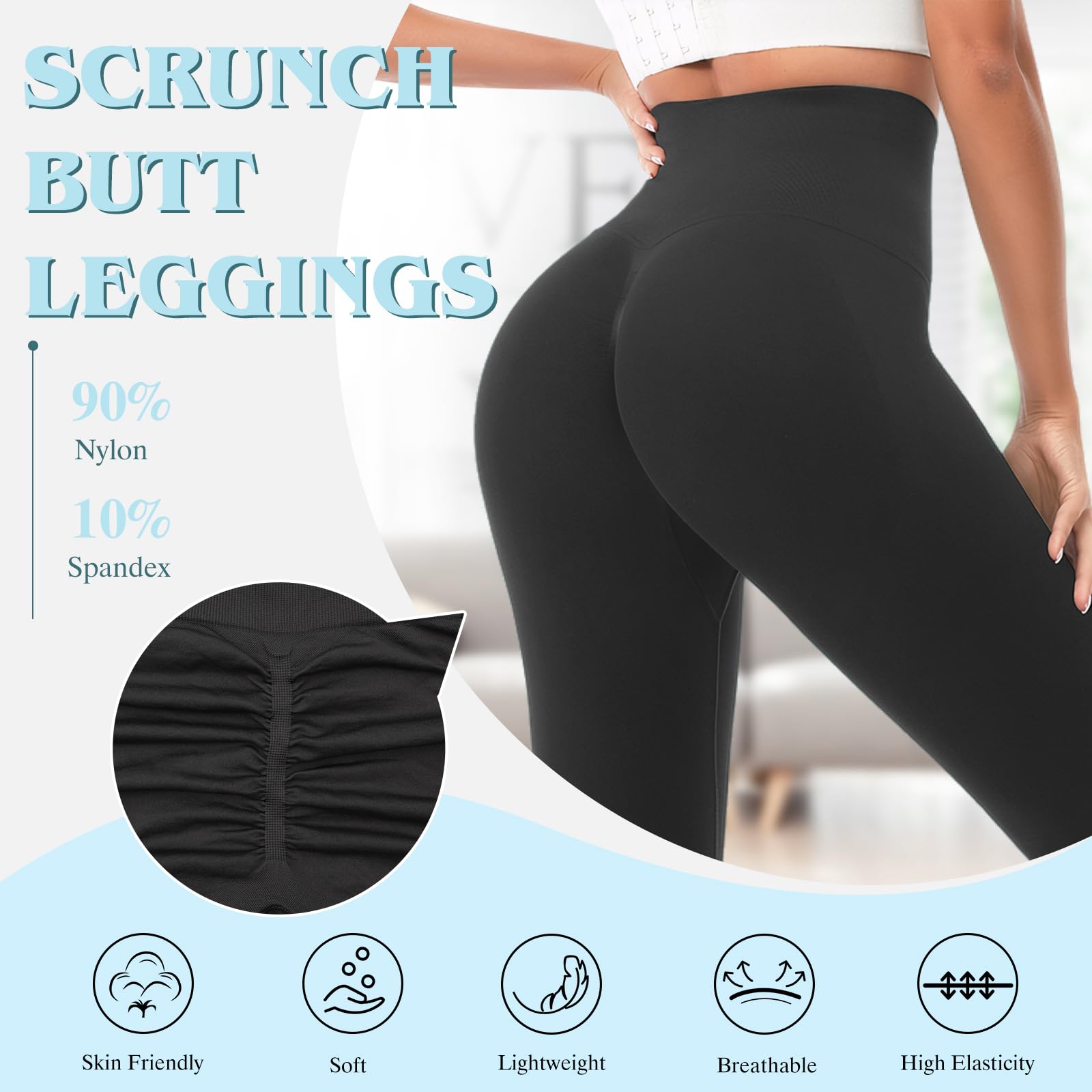 Booty Scrunch Butt sportowe legginsy damskie na siłownię, push up, wysoka talia, spodnie do jogi, nieprzejrzyste, bezszwowe, sportowe spodnie do fitnessu, joggingu, treningu