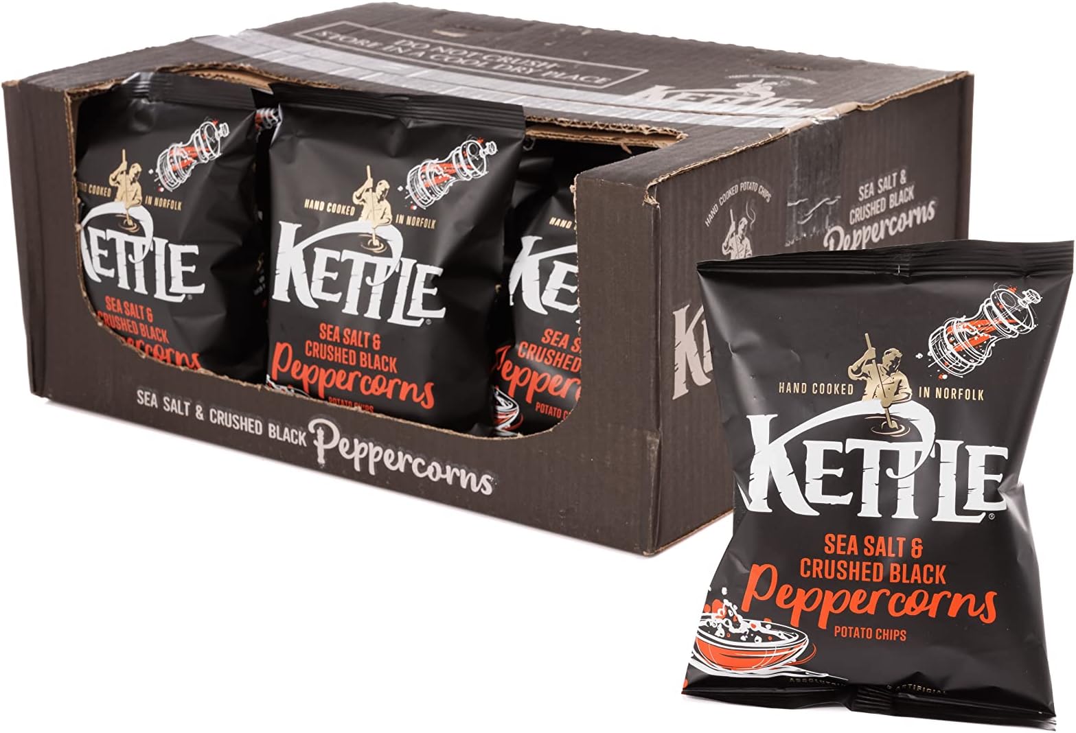 Kettle Chips Sea Salt and Crushed Peppercorns 40 g (Pack of 18)
