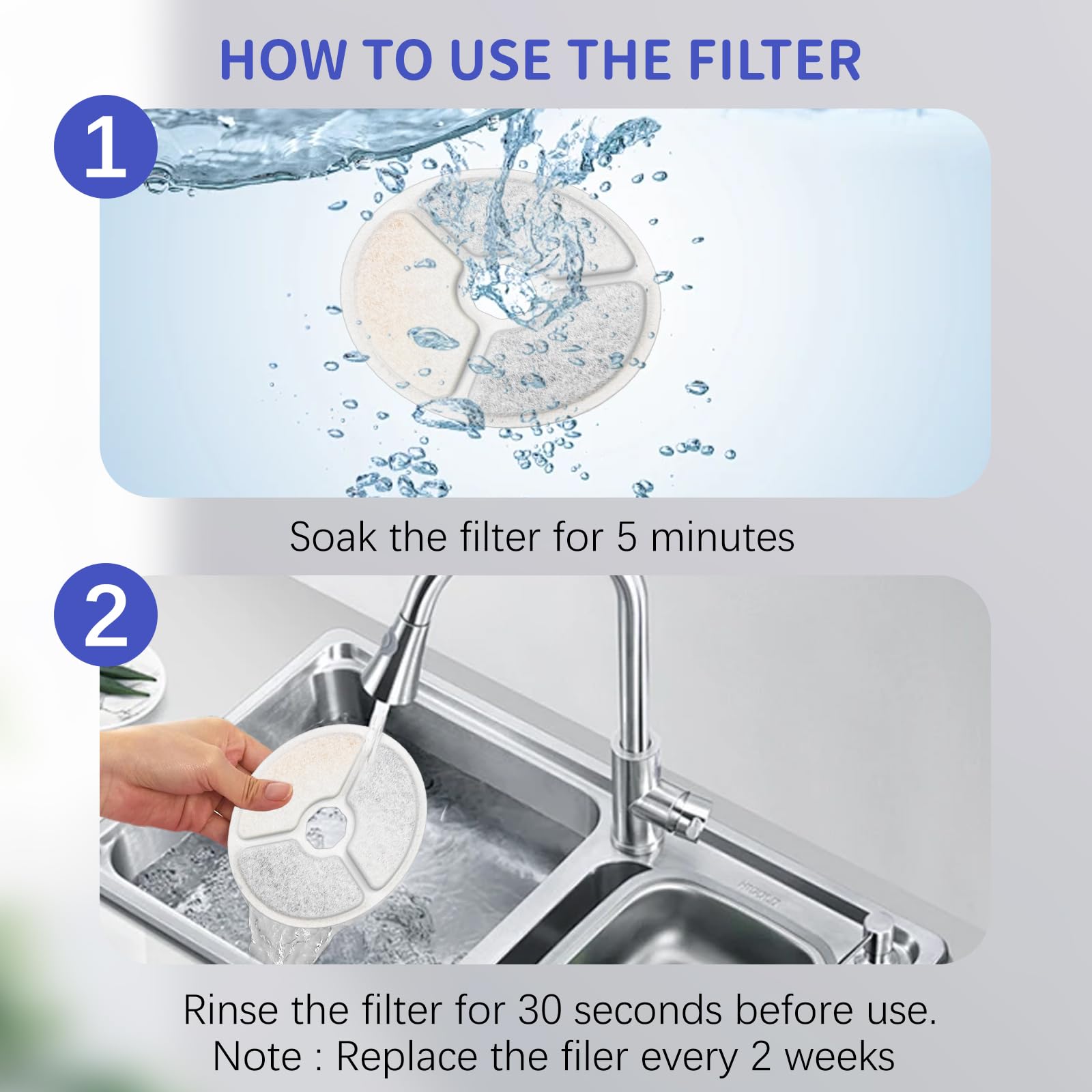 8 Pack Cat Fountain Filters Pet Water Fountain Replacement Filters for 84oz 2 5L Cat Water Fountain — view 6