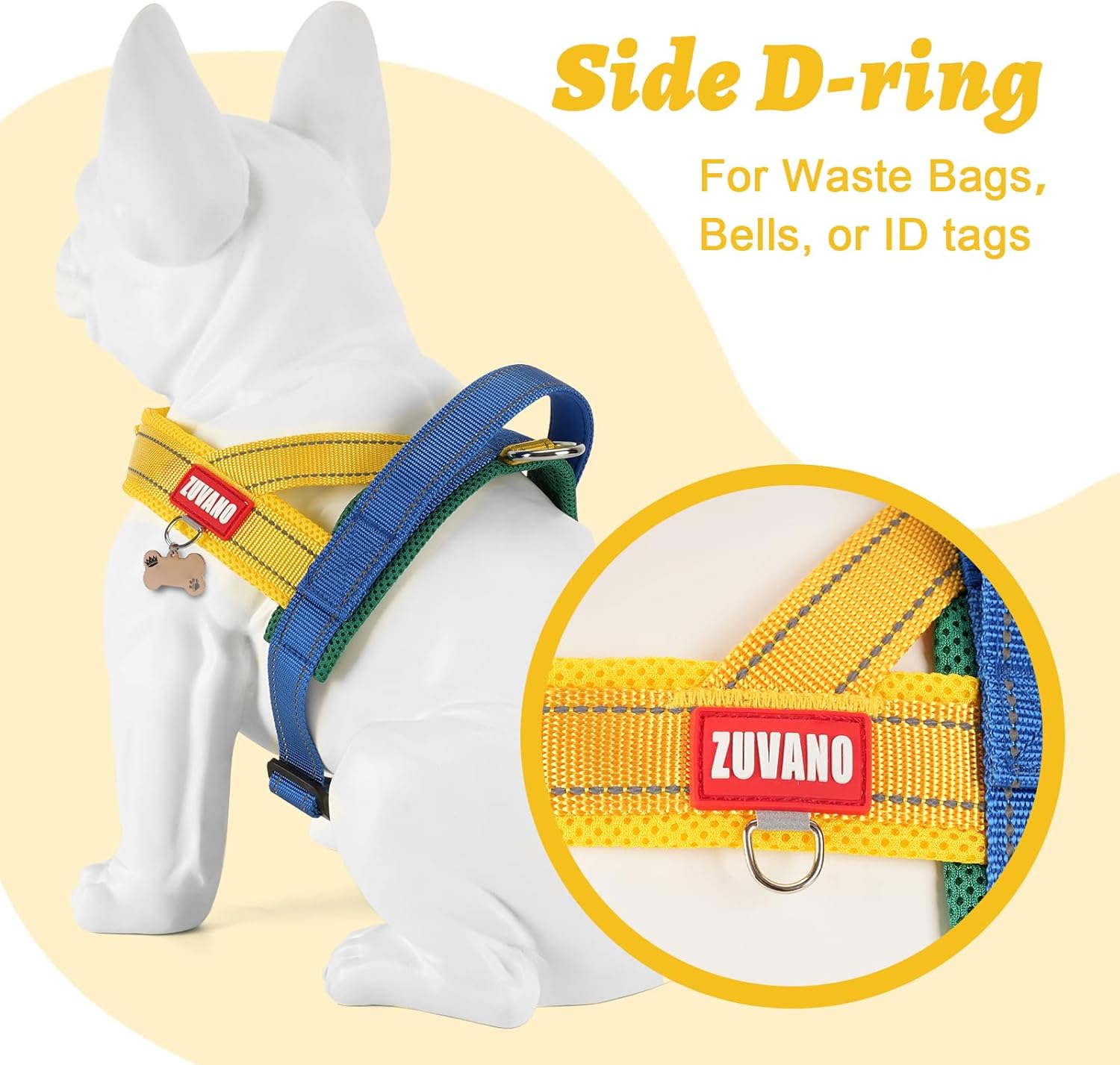 Yellow Dog Harness Escape Proof No Pull Soft Padded Lightweight Vest Medium Sized Dog - Reflective No Choke Harness with Front Clip, Adjustable Step in Breathable Mesh Harness, L