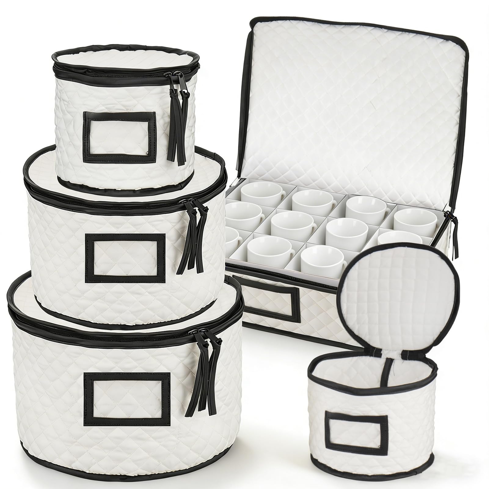 5PCS Cena Piatto Scatola di Immagazzinaggio Panno Oxford Trapuntato Piatto Contenitore Dinnerware Piatto Organizzatore Portatile Cina Contenitore di Stoccaggio per Piastre Tazze Vetreria Tras
